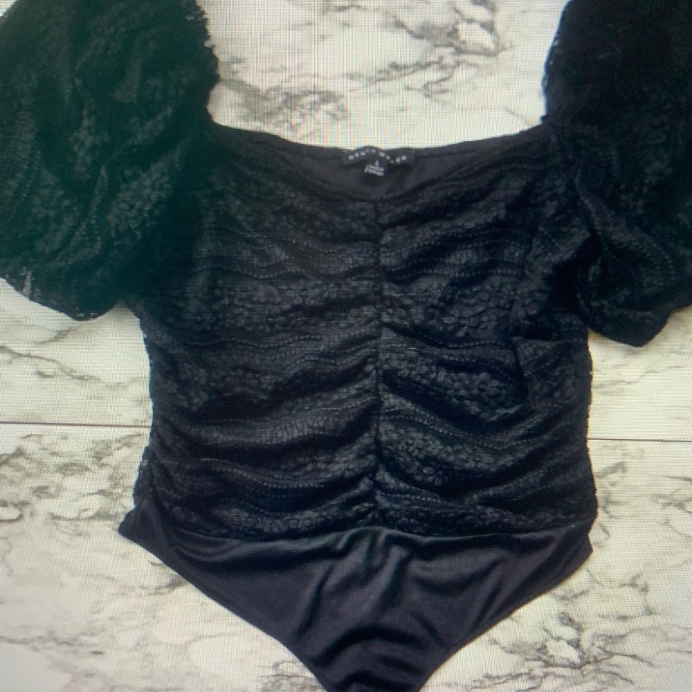 Black Puff Sleeve Bodysuit